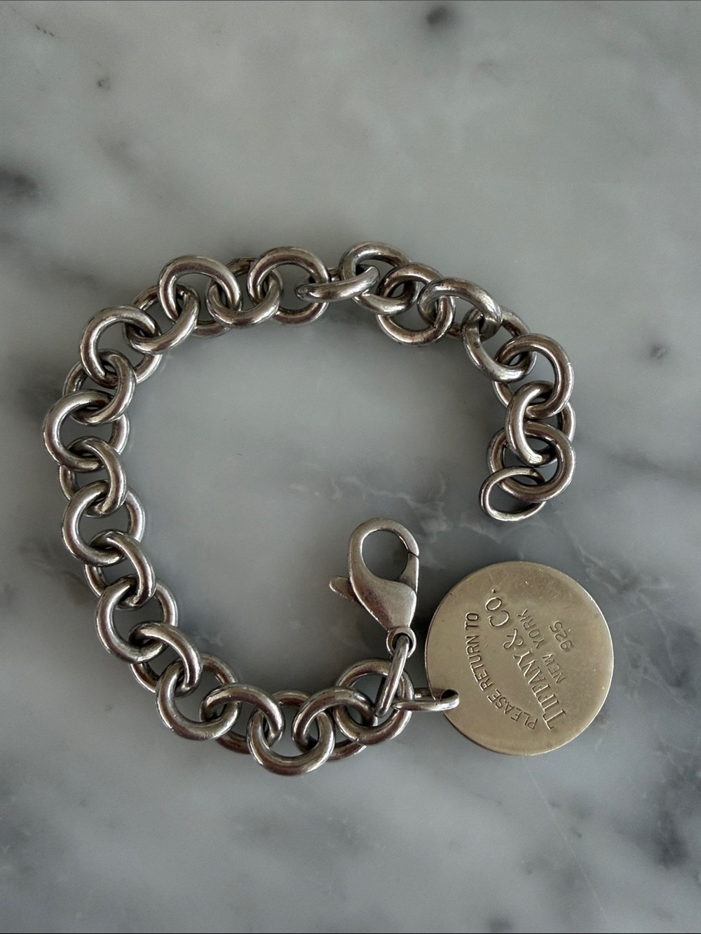 Tiffany & Co. Sterling Round Please return to TiffanyTag Chain Bracelet - Silver